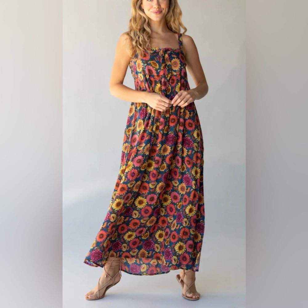 Natural Life Patti Tie-Front Floral Maxi Dress - New with Tag, Size Medium
